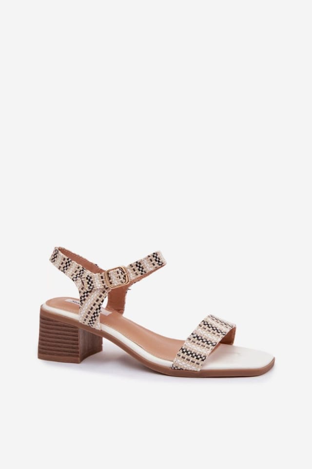 Love Lace Love Lace Women's Classic Block Heel Sandals with Adjustable Buckle Strap in White - 2