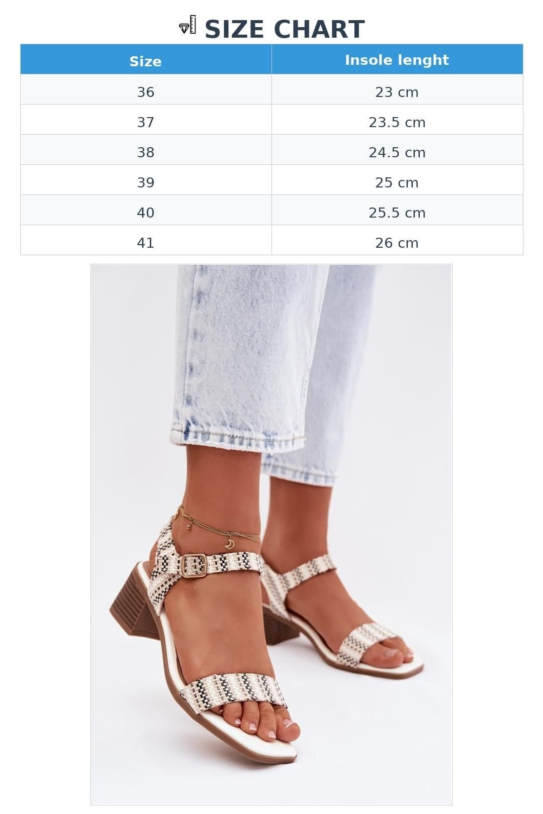 Love Lace Love Lace Women's Classic Block Heel Sandals with Adjustable Buckle Strap in White - 4