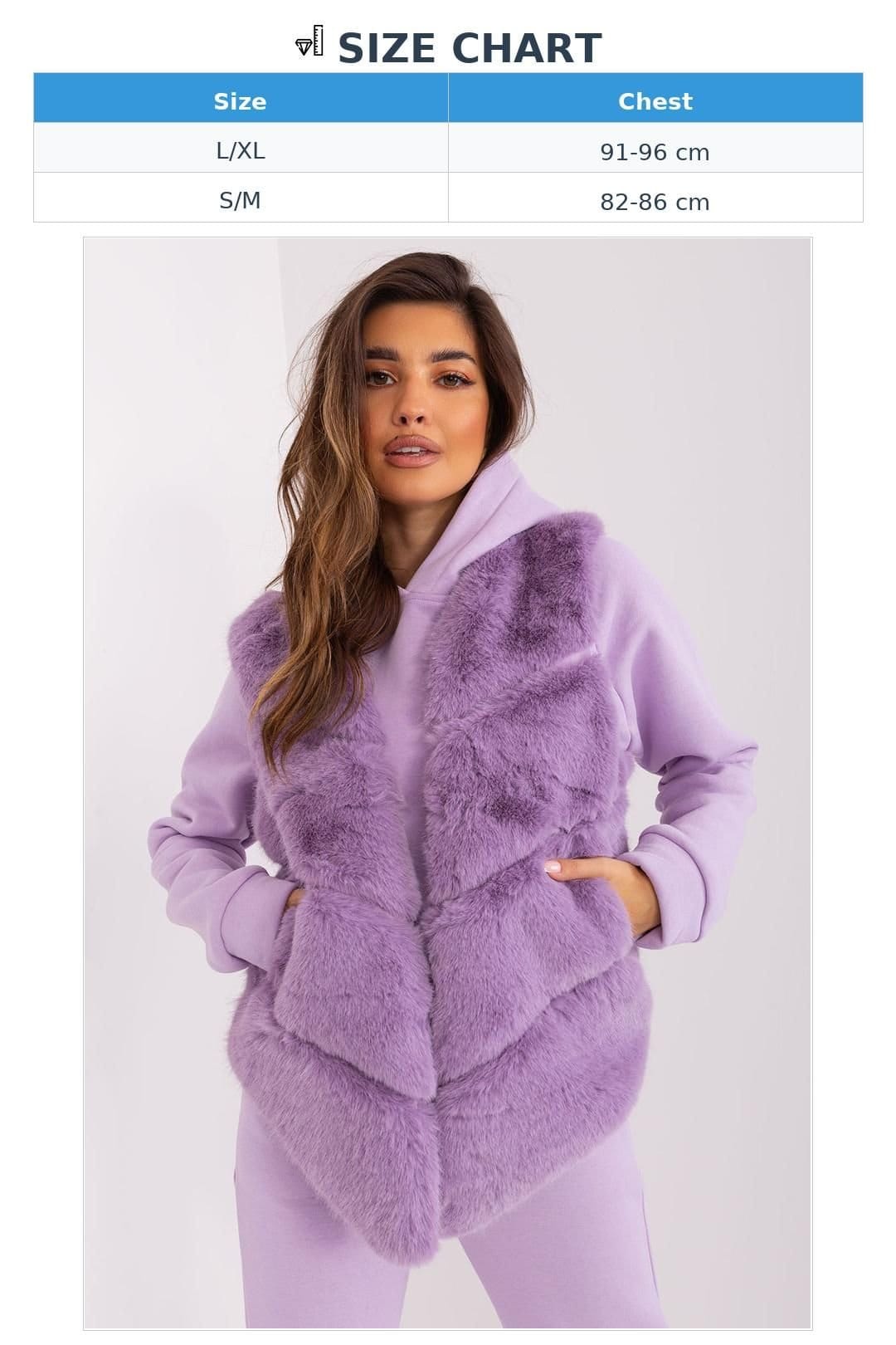 Love Lace Love Lace Women's Soft Lined Faux Fur Vest with Pockets in Violet - 4
