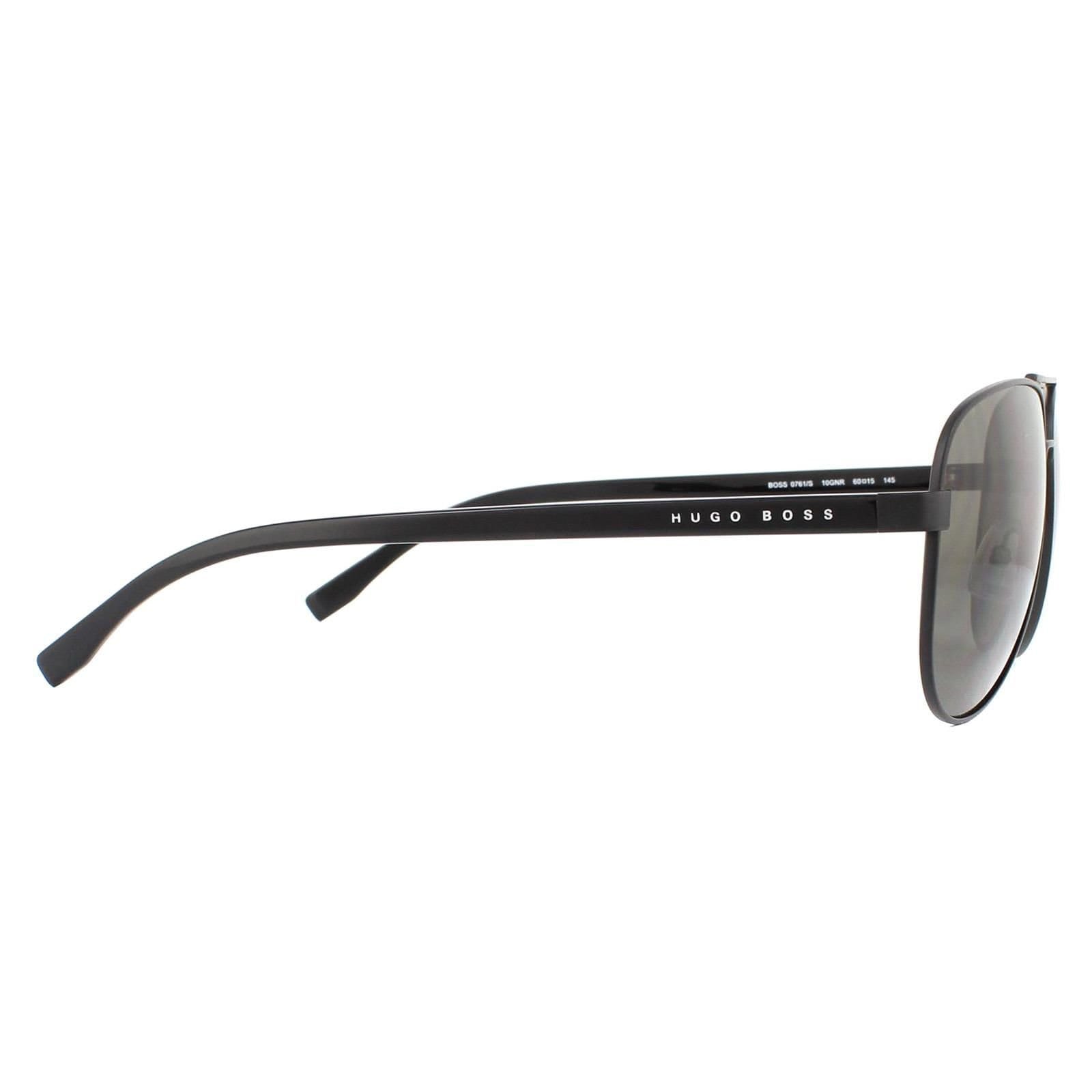 Hugo Boss Hugo Boss Men's Aviator Matte Black Grey Sunglasses - 4