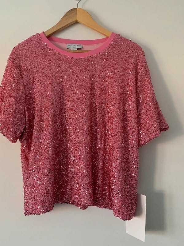 Never Fully Dressed Never Fully Dressed pink sequin Tshirt on a size 20 - 1