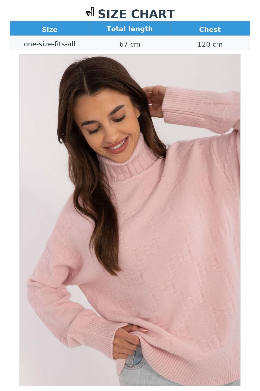 Love Lace Love Lace Women's Textured Acrylic Blend Turtleneck Sweater Style 199633 in Pink - 4