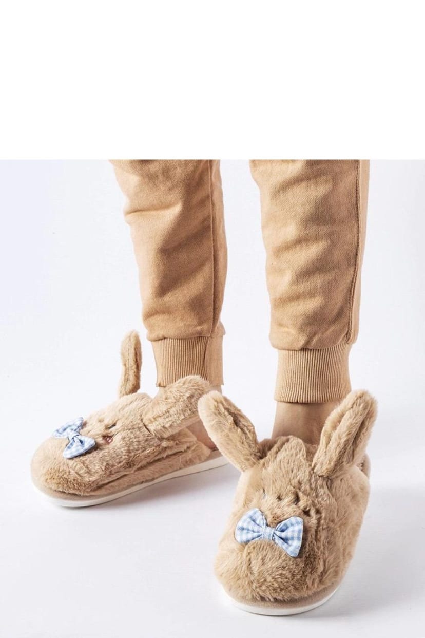 Love Lace Love Lace Women's Slip On Cozy Insulated Winter Slippers with Bow & Ears in Beige - 1