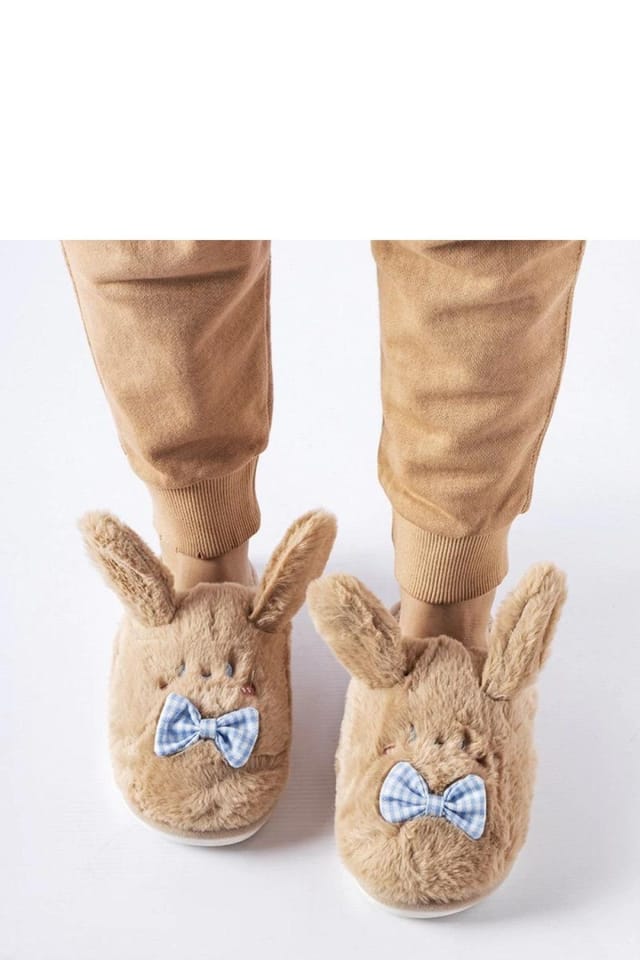 Love Lace Love Lace Women's Slip On Cozy Insulated Winter Slippers with Bow & Ears in Beige - 2
