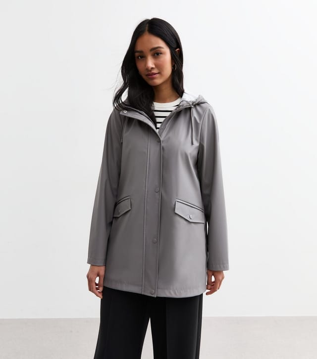 New Look Women's Grey Unlined Shower Resistant Rain Coat New Look - 2