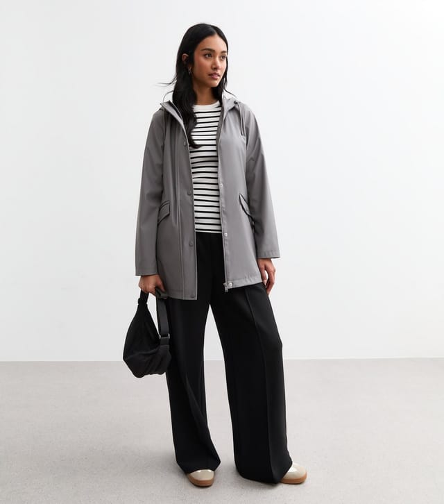 New Look Women's Grey Unlined Shower Resistant Rain Coat New Look - 3