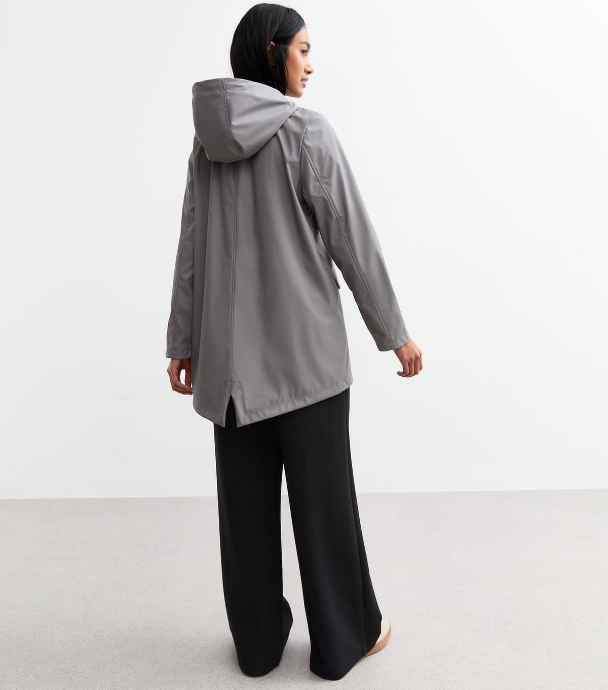 New Look Women's Grey Unlined Shower Resistant Rain Coat New Look - 4