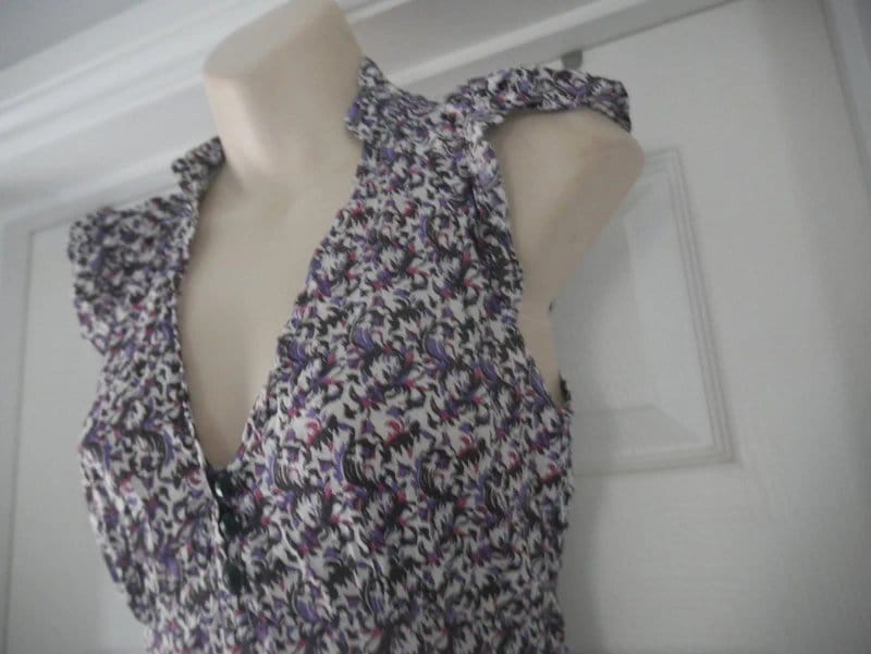 Carbon Carbon Dress Ladies Size 8 Purple Paisley Cotton Summer Holiday Tea Dress Teadress Sundress Carbon - 1