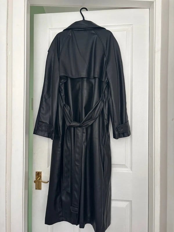 ASOS Design Black Leather Trench Coat