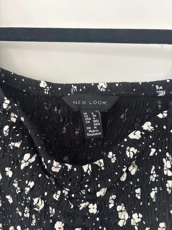 New Look Black & White Ditsy Ruched Crop Top