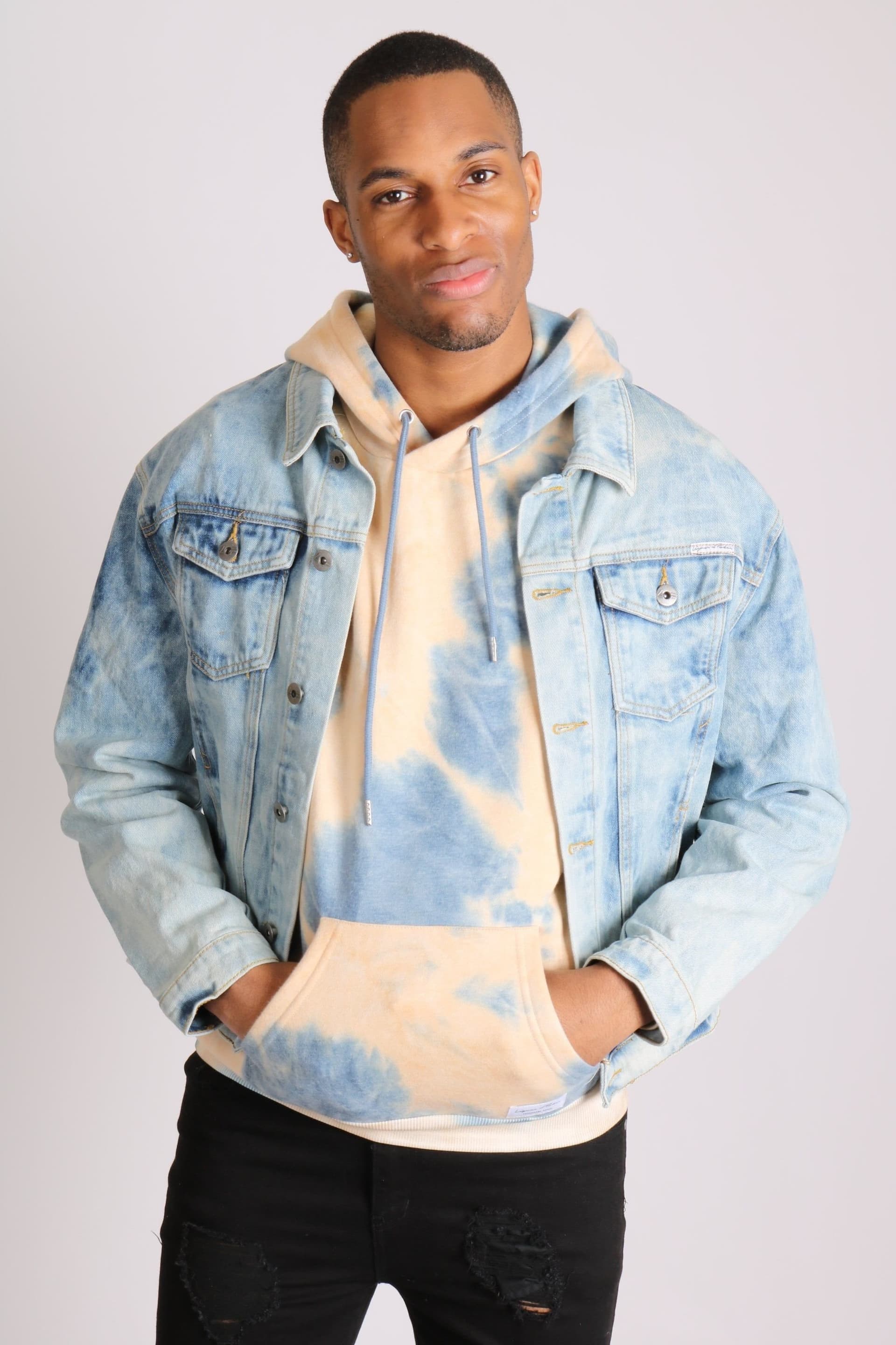 Liquor N Poker Liquor N Poker Light Blue Denim Jacket with Corduroy Details
