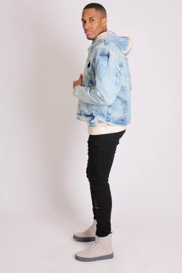 Liquor N Poker Liquor n Poker Men's Cloudy Bleach Wash Denim Jacket in Light Blue - 2