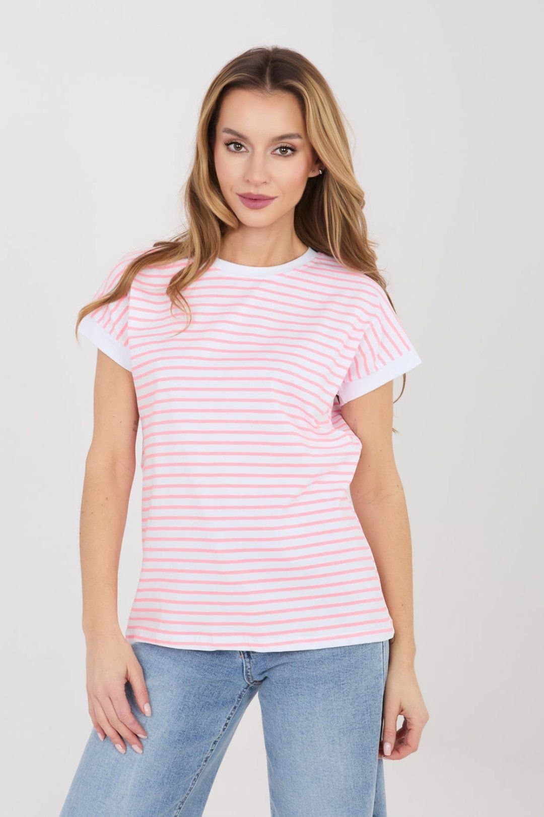 Love Lace Love Lace Pink Striped Cotton T-Shirt