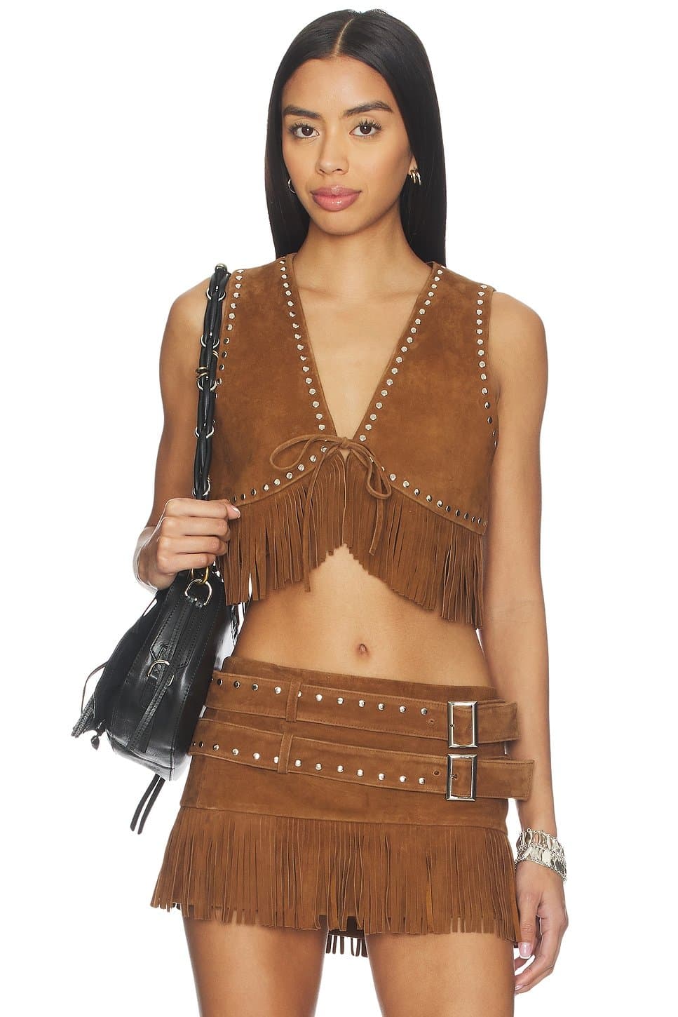 revolve Reina Fringed Suede Vest