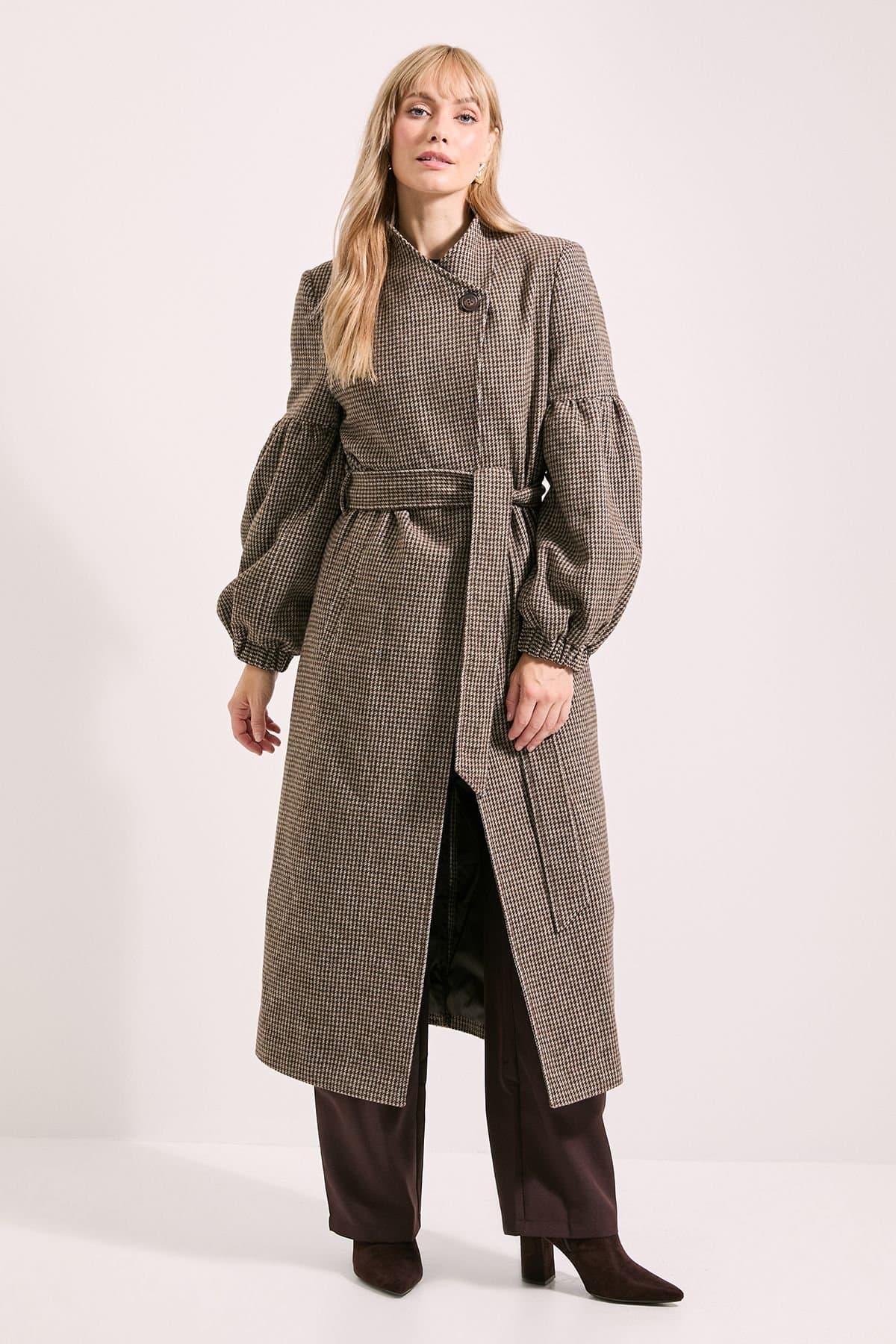 Wallis Wallis Women's Principles by Check Balloon Sleeve Coat