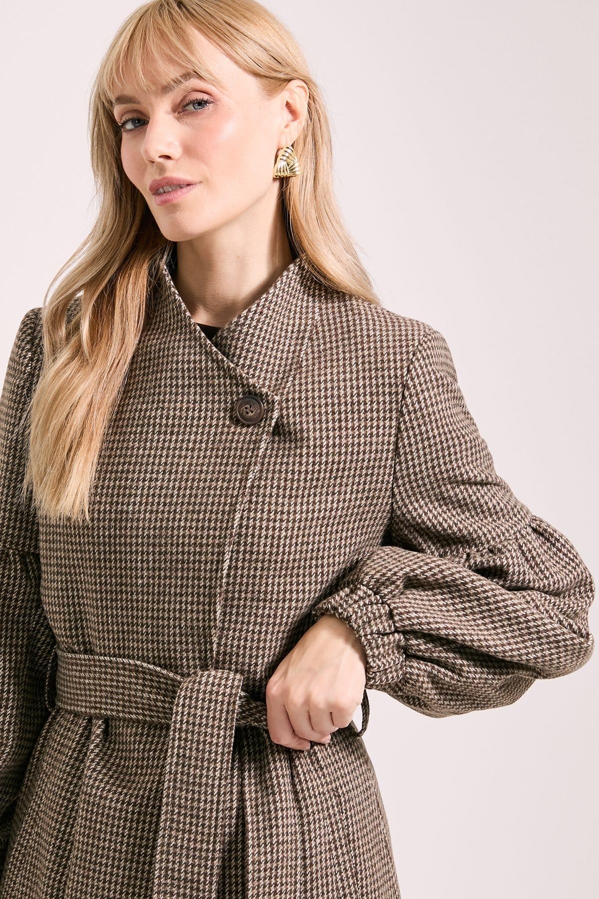 Wallis Wallis Women's Principles by Check Balloon Sleeve Coat - 4