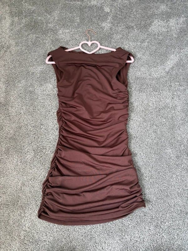 New Look New look brown ruched dress