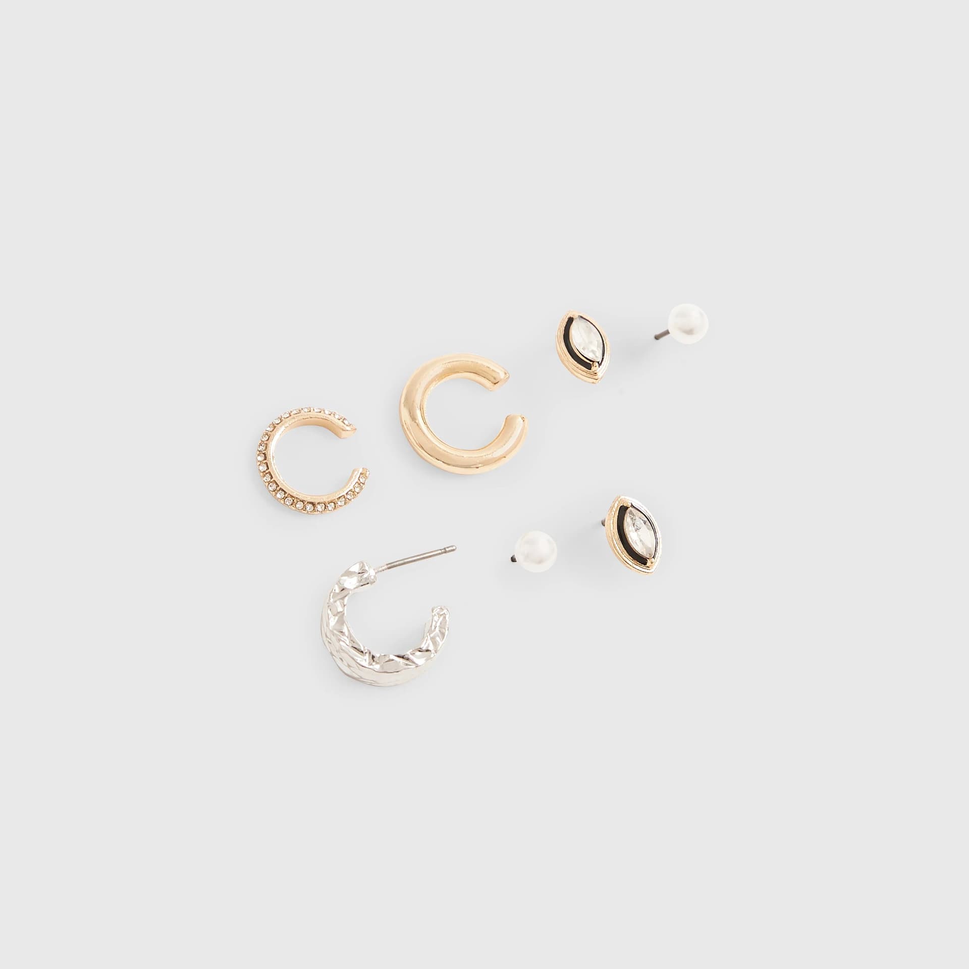 River Island River Island Womens Silver Mixed Metal Stud And Cuff Earring Pack