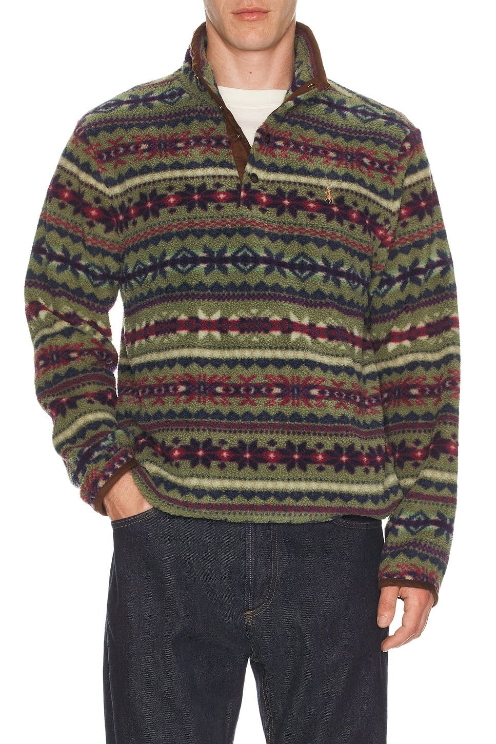 revolve Vintage Poly Fleece Knit Mockneck Pullover - 1