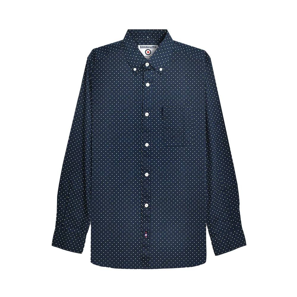 Lambretta Lambretta Men's Pin Dot Long-Sleeved Shirt in Dark Navy - 3