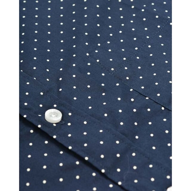 Lambretta Lambretta Men's Pin Dot Long-Sleeved Shirt in Dark Navy - 3