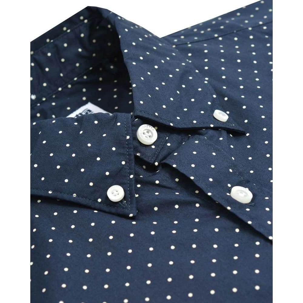 Lambretta Lambretta Men's Pin Dot Long-Sleeved Shirt in Dark Navy - 4