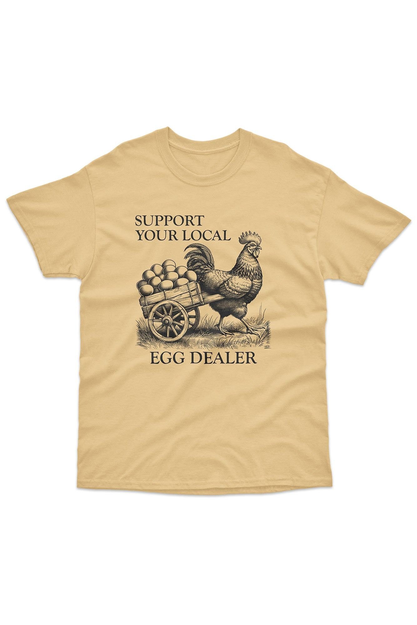 Bad Zebedee Bad Zebedee Men's Support Your Local Egg Dealer Chicken T-Shirt in Light Sand - 3