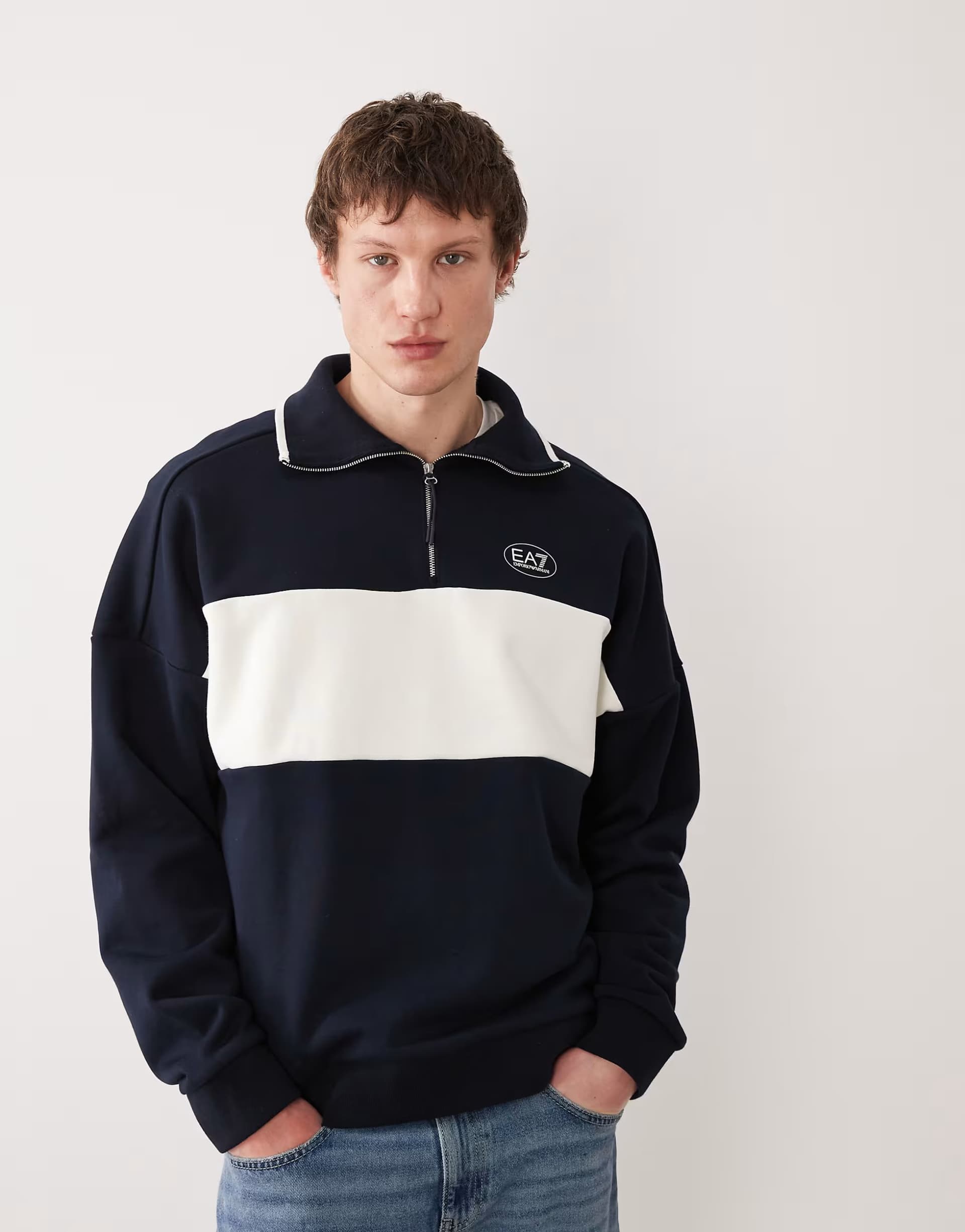 ASOS Armani EA7 colourblock half zip up jumper
