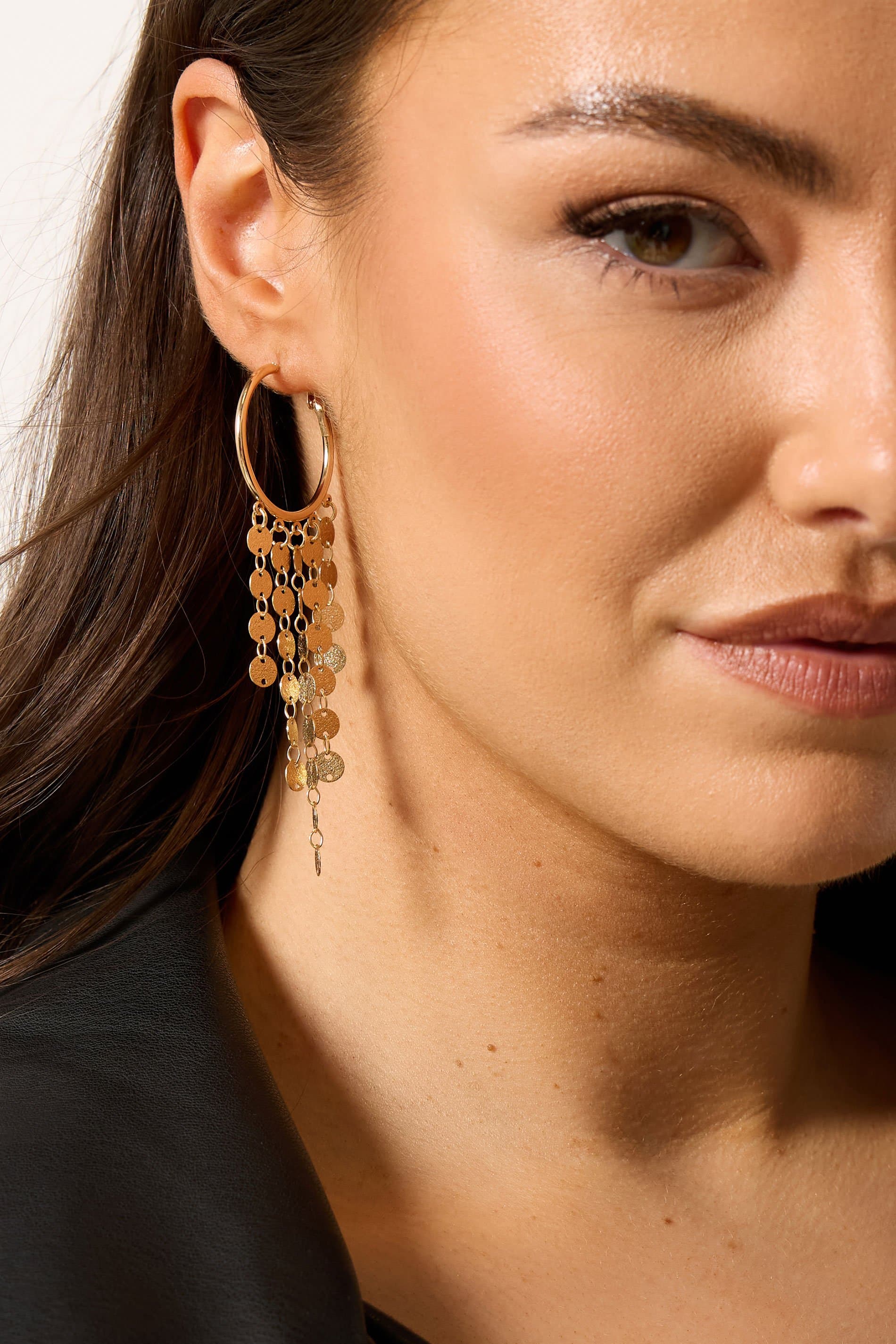 Yours Gold Tone Disc Drop Earrings