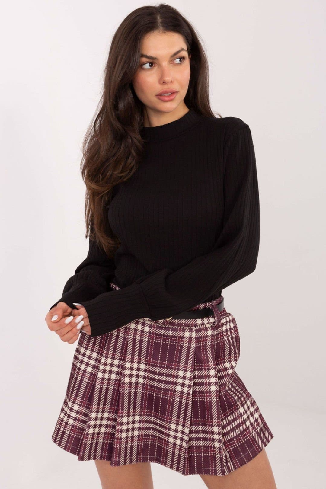 Love Lace Love Lace Black Cotton/Elastane Turtleneck Blouse