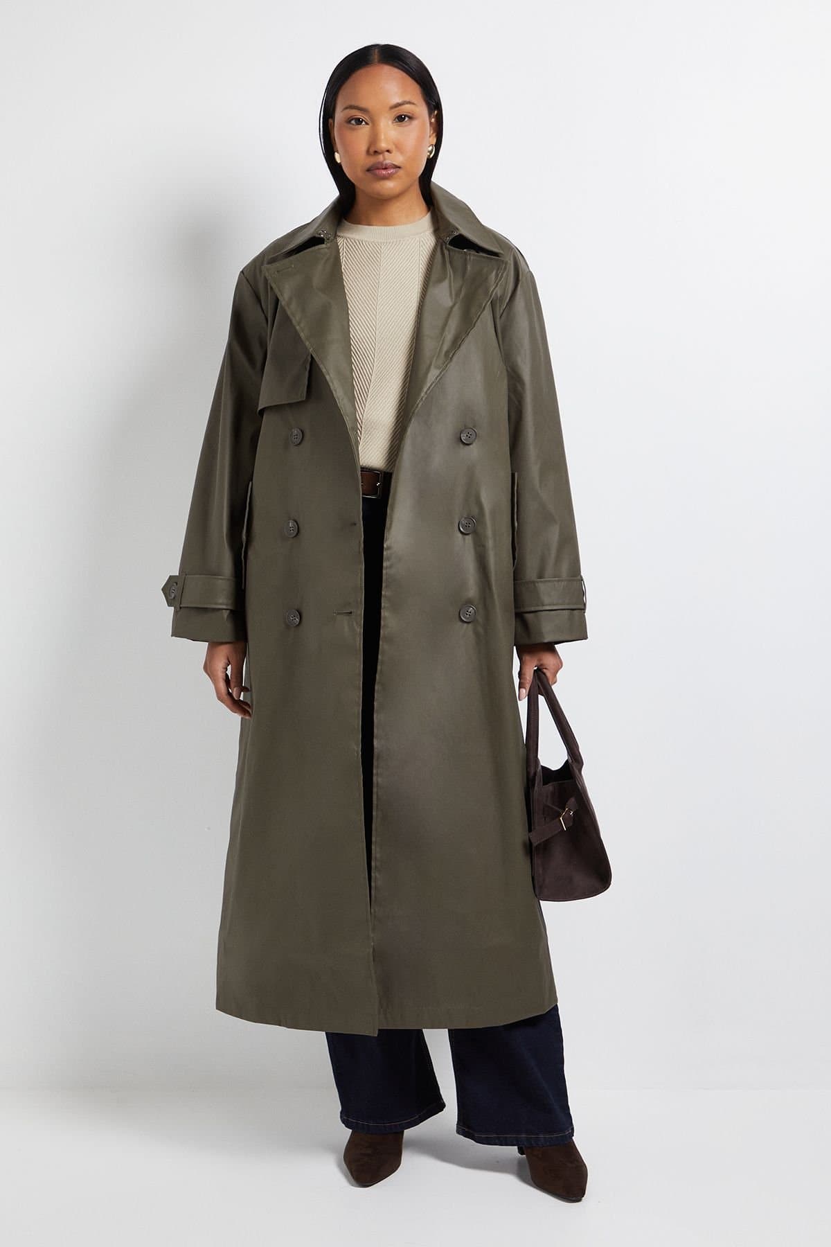 Wallis Wallis Women's Principles by Oversized Trench Coat in Dark Olive