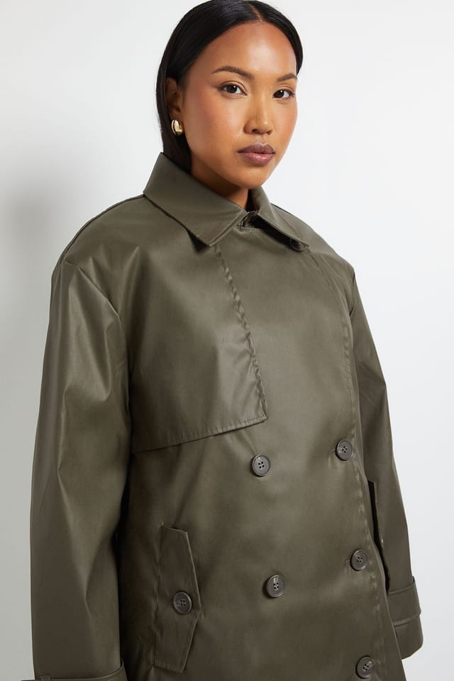 Wallis Wallis Women's Principles by Oversized Trench Coat in Dark Olive - 2