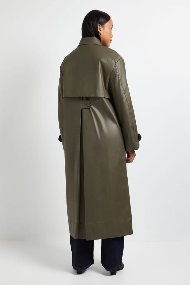 Wallis Wallis Women's Principles by Oversized Trench Coat in Dark Olive - 3