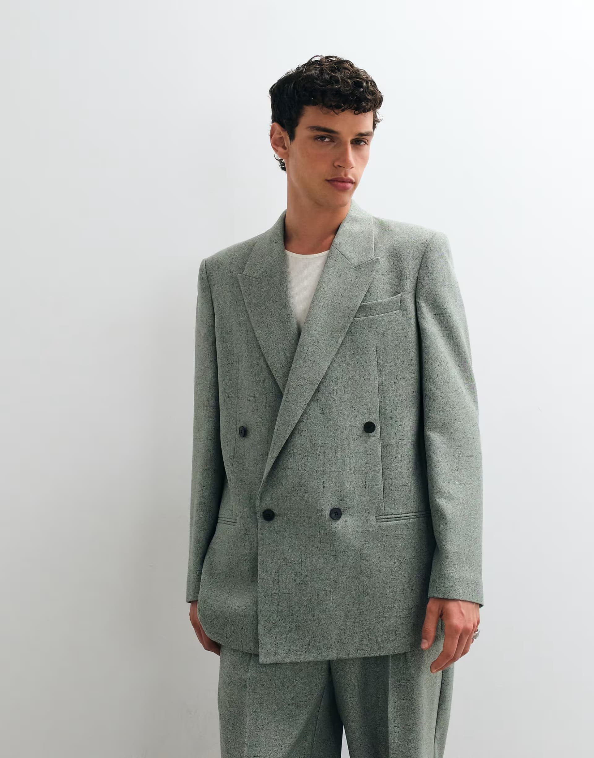 ASOS ASOS DESIGN relaxed double breasted suit jacket in green