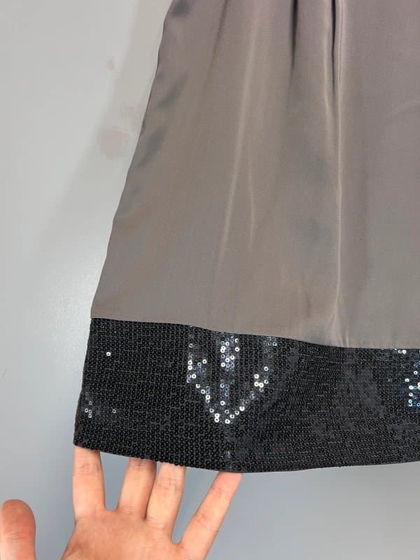 Boden Boden Women's Skirt Size UK 12 Grey Navy Silk Polyester A-Line Sequins Sparkle