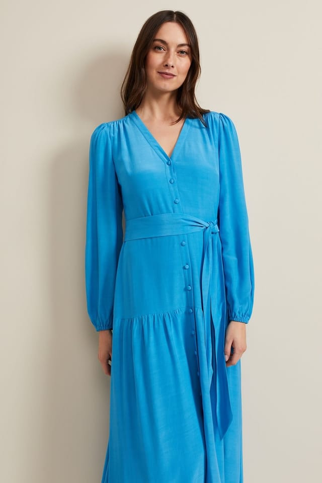 Phase Eight Phase Eight Women's Tori Button Through Maxi Dress in Bright Blue - 3