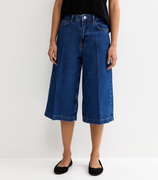New Look Women's Mid Wash Blue Denim Culottes New Look - 2