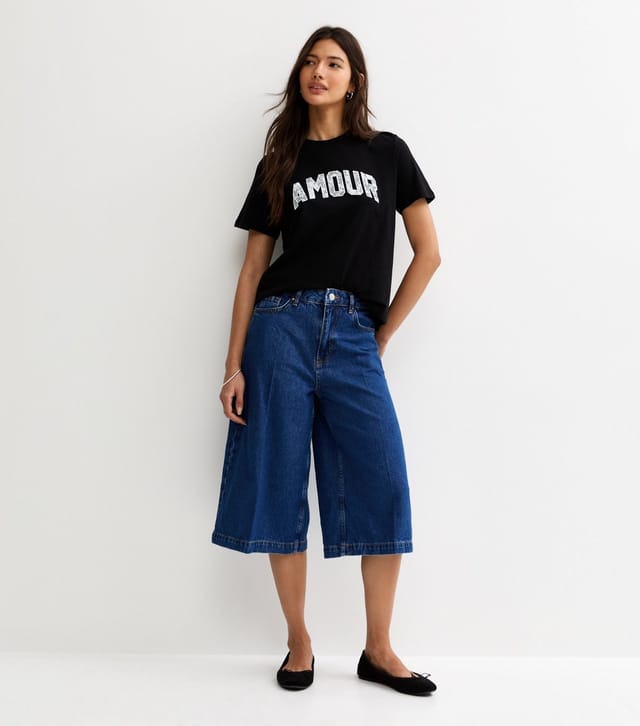 New Look Women's Mid Wash Blue Denim Culottes New Look - 3