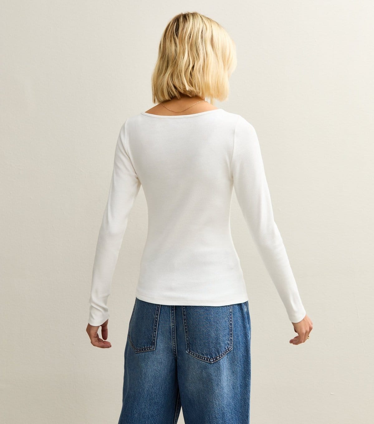 New Look Women's Off White Long Sleeve Henley Top New Look - 4