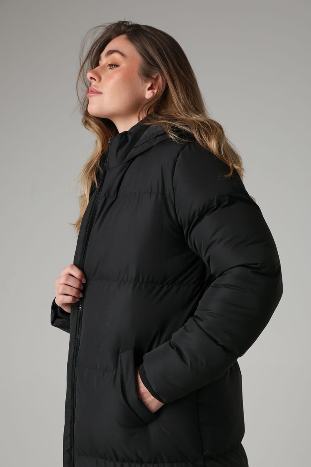 French Connection French Connection Women's Longline Quilted Puffer Jacket with Hood in Black - 4
