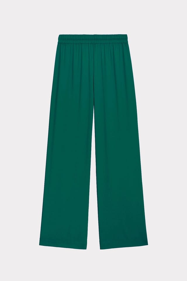 Kettlewell Kettlewell Women's Satin Wide Leg Trousers in Bottle Green - 2