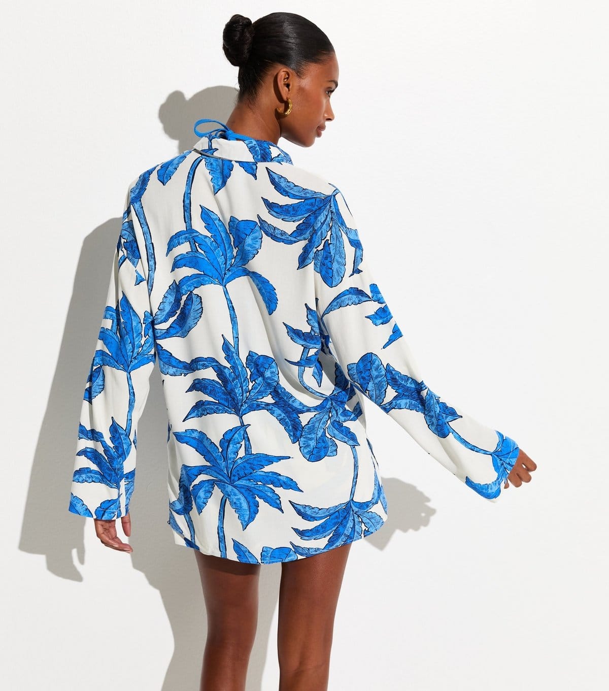 New Look Women's Blue Palm Tree Print Shirt New Look - 4
