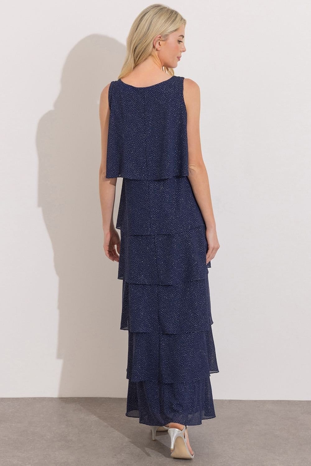 Klass. Klass. Women's Sleeveless Glitter Layered Maxi Dress in Midnight - 4