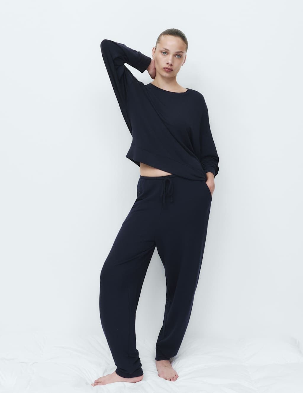 Marks & Spencer M&S Flexifit™ Cuffed Leg Lounge Pyjama Set Navy