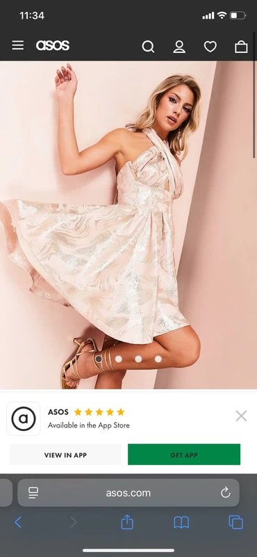 ASOS ASOS luxe halter neck mini jacquard swing dress in pink & silver - 1