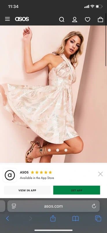 ASOS ASOS luxe halter neck mini jacquard swing dress in pink & silver