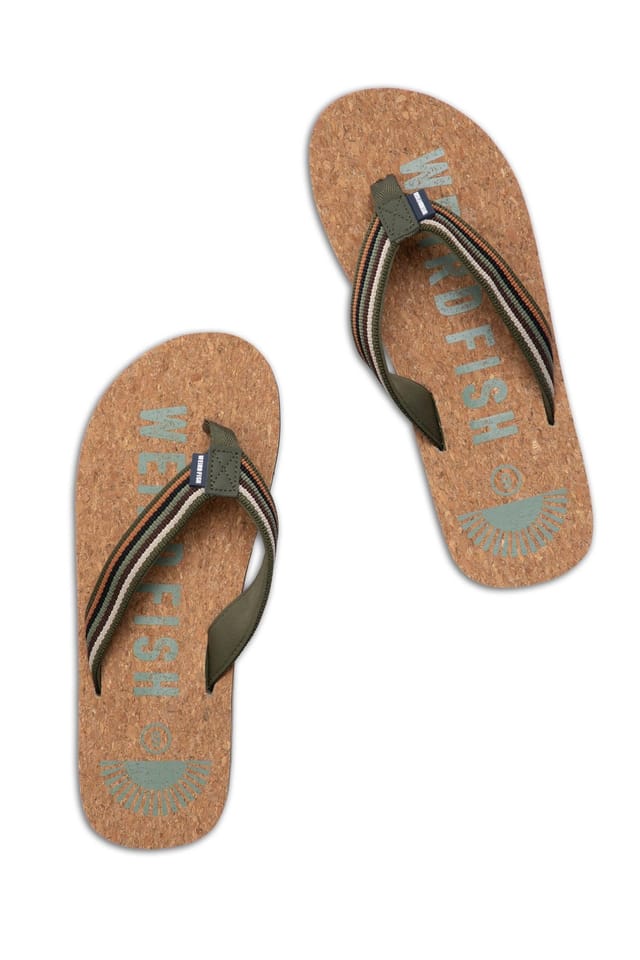 Weird Fish Weird Fish Men's Englewood Cork Flip Flops in Olive - 2