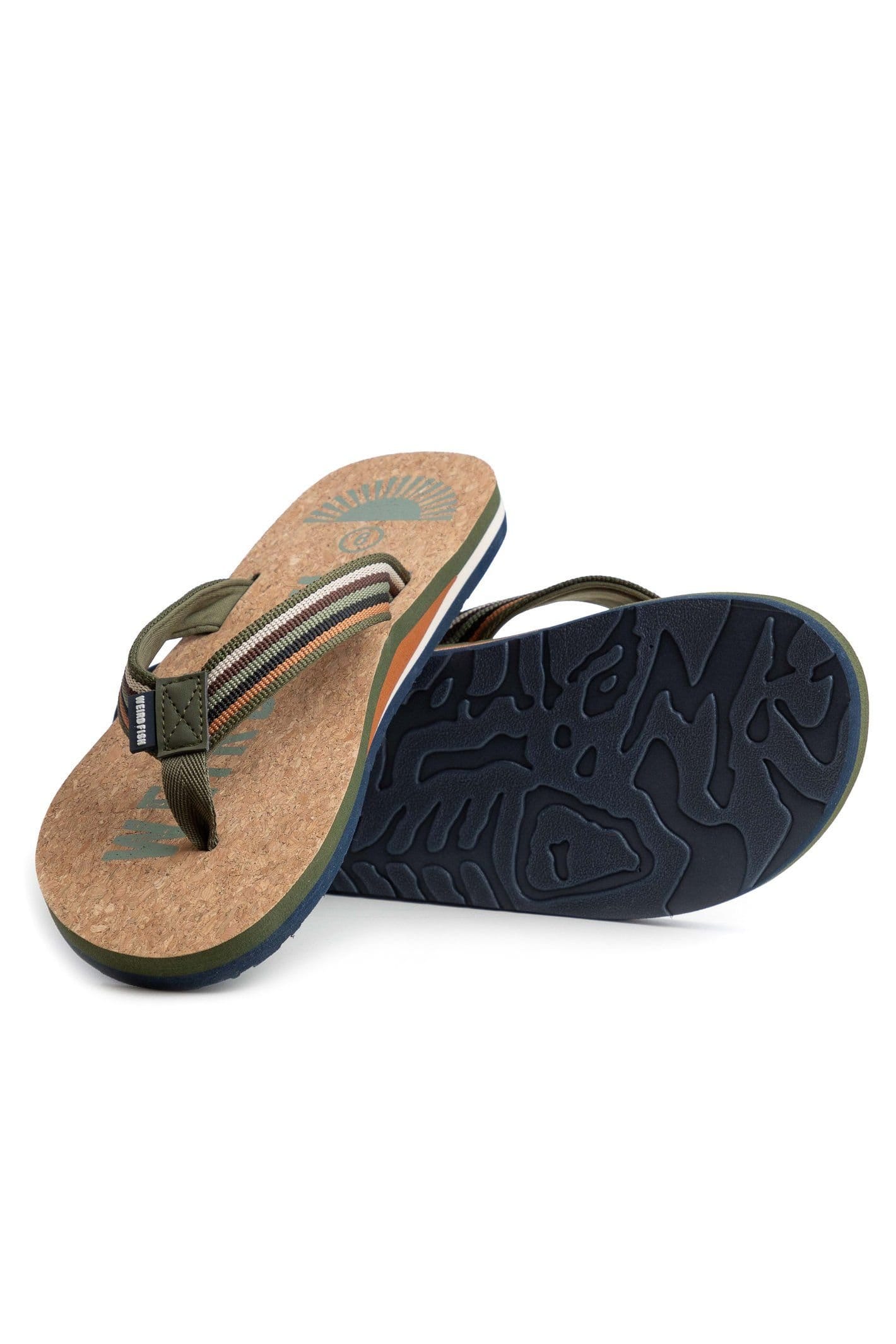 Weird Fish Weird Fish Men's Englewood Cork Flip Flops in Olive - 4