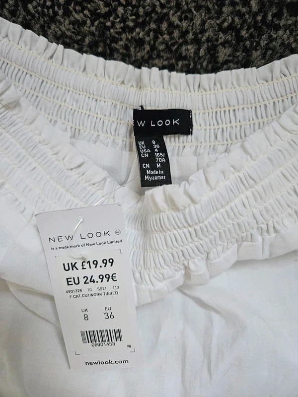 New Look White Mini Skirt Embroidered Tiered