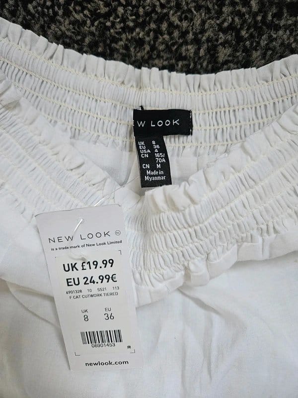 New Look White Embroidered Tiered Mini Skirt